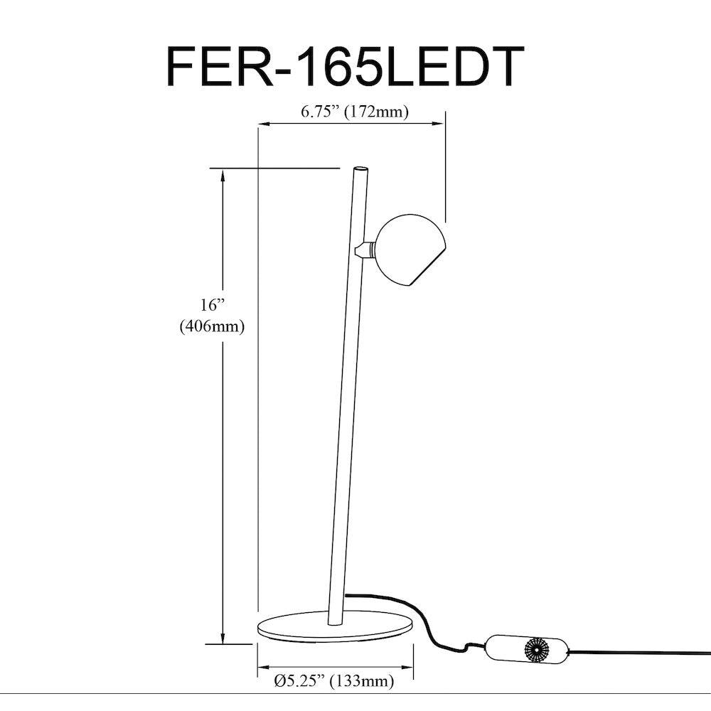 5W Aged Brass Table Lamp - Dainolite