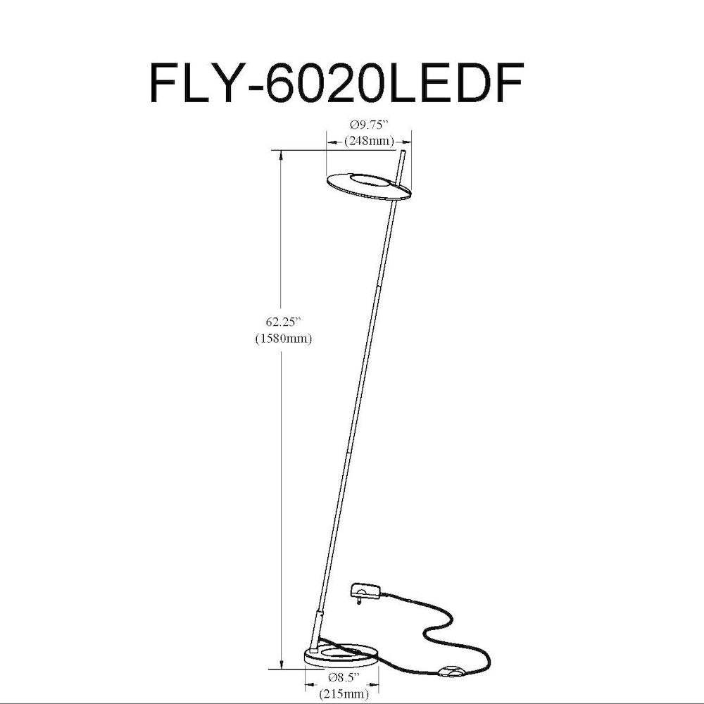 20W Floor Lamp Matte Black - Dainolite