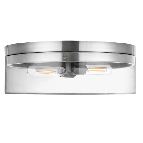 2 Light Incandescent Flush Mount Polished Chrome with Clear Glass - Dainolite