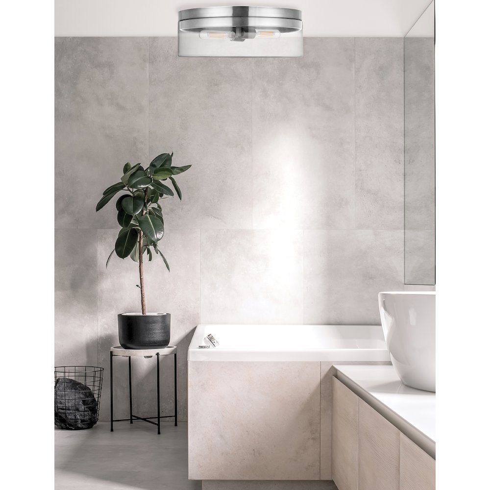 2 Light Incandescent Flush Mount Polished Chrome with Clear Glass - Dainolite