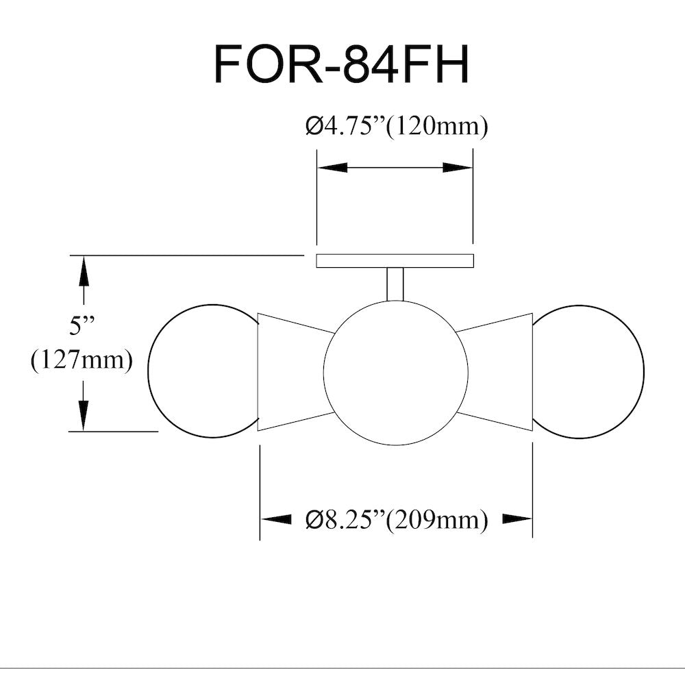 4 Light Incandescent Flush Mount Matte Black - Dainolite