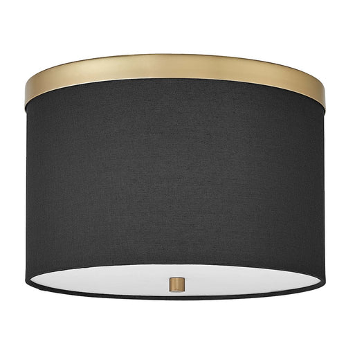 2 Light Flush Mount Aged Brass with Black Shade - Dainolite