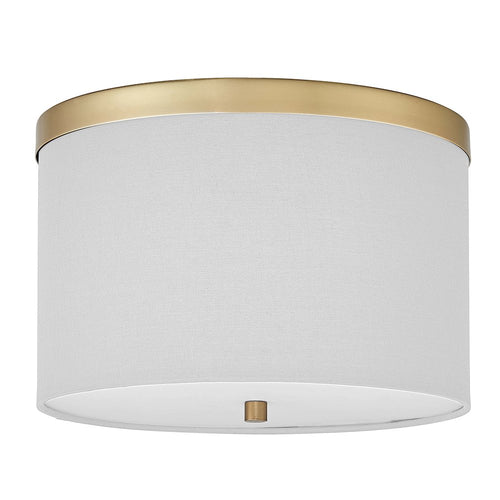 2 Light Flush Mount Aged Brass with White Shade - Dainolite