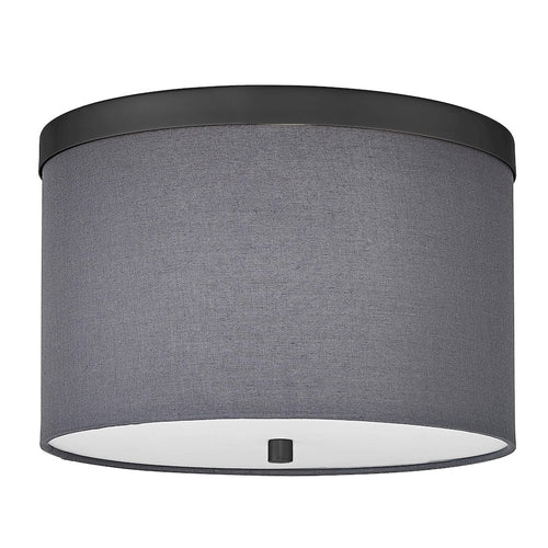 2 Light Flush Mount Matte Black with Grey Shade - Dainolite