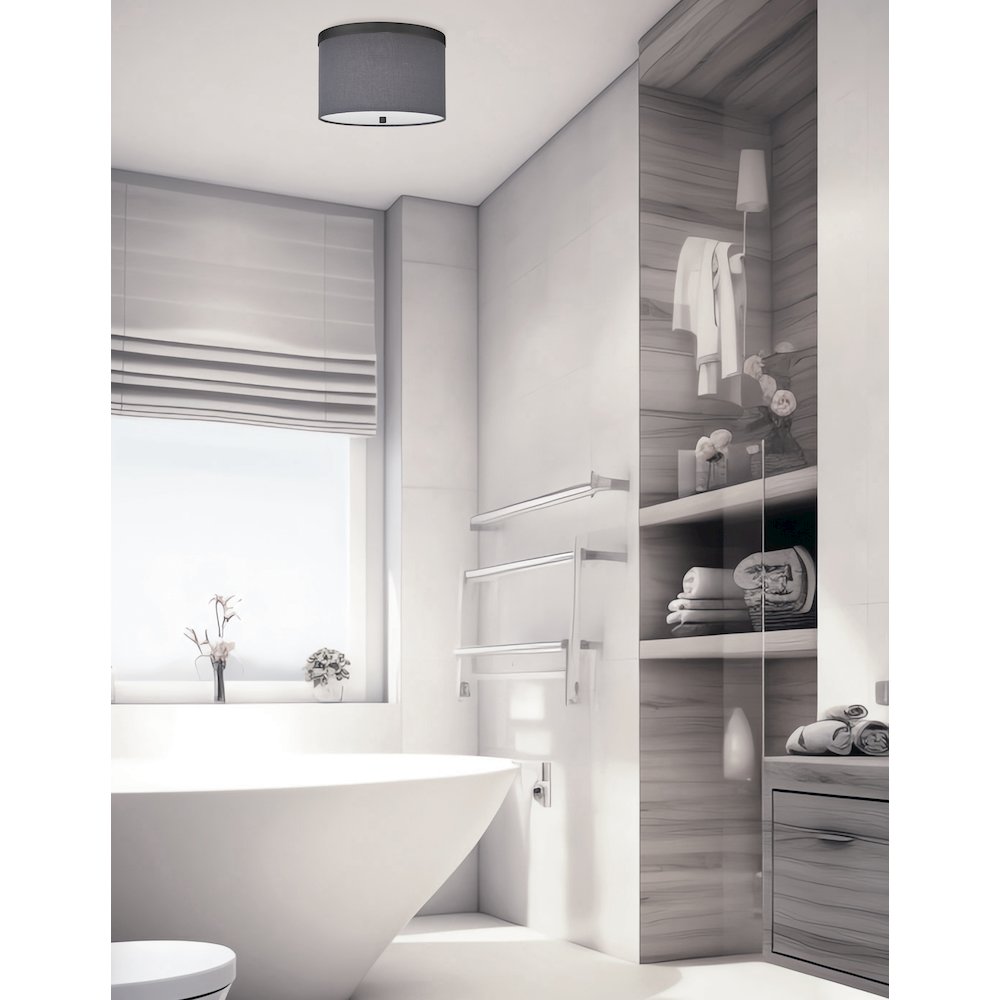 2 Light Flush Mount Matte Black with Grey Shade - Dainolite