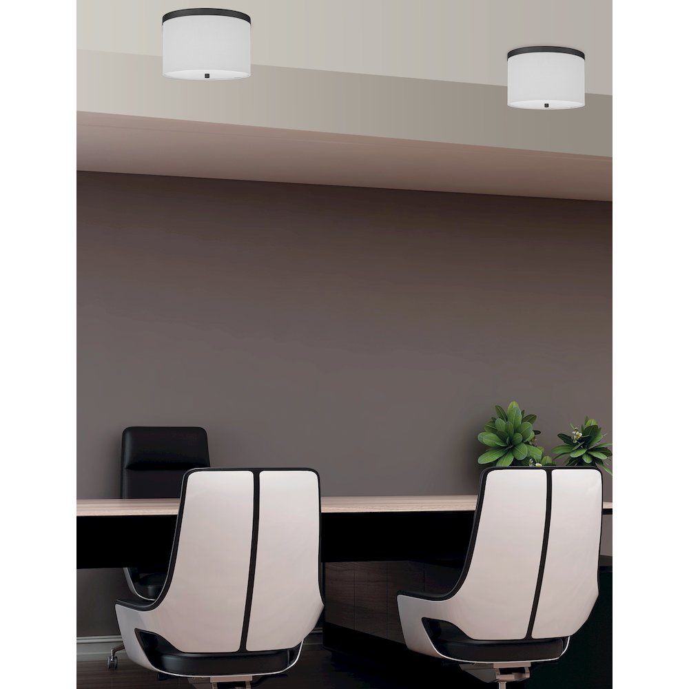 2 Light Flush Mount Matte Black with White Shade - Dainolite