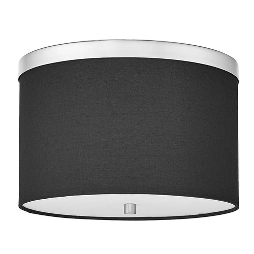 2 Light Flush Mount Polished Chrome with Black Shade - Dainolite
