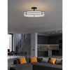 3 Light Semi-Flush in Matte Black w/ White Fabric Shade - Dainolite