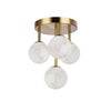 4 Light Aged Brass Flush Mount w/ Alabaster Glass - Dainolite