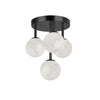 4 Light Matte Black Flush Mount w/ Alabaster Glass - Dainolite