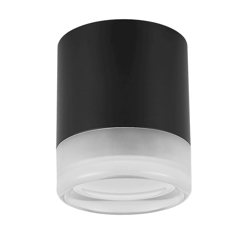 15W Flush Mount in Matte Black w/ Clear & Frosted Acrylic Diffuser - Dainolite