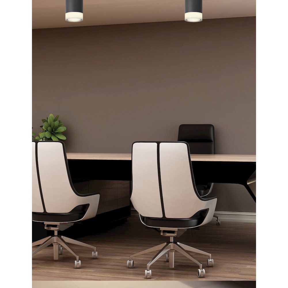 15W Flush Mount in Matte Black w/ Clear & Frosted Acrylic Diffuser - Dainolite