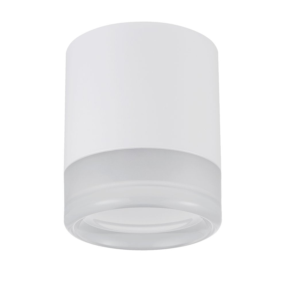 15W Matte White Flush Mount w/ Clear & Frosted Acrylic Diffuser - Dainolite