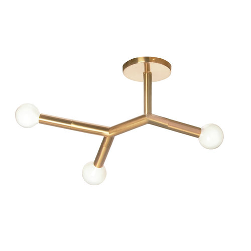 3 Light Semi-Flush in Aged Brass - Dainolite