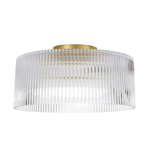 1 Light Flush Mount in Aged Brass w/ Fluted Glass - Dainolite