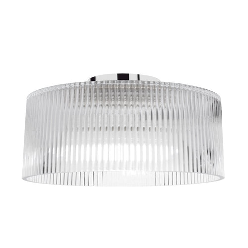 1 Light Flush Mount in Polished Chrome w/ Fluted Glass - Dainolite