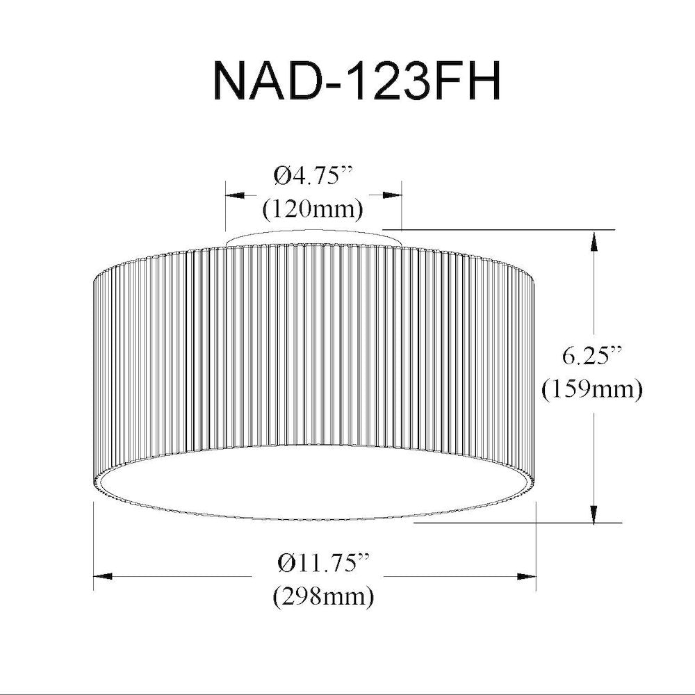 1 Light Flush Mount in Polished Chrome w/ Fluted Glass - Dainolite