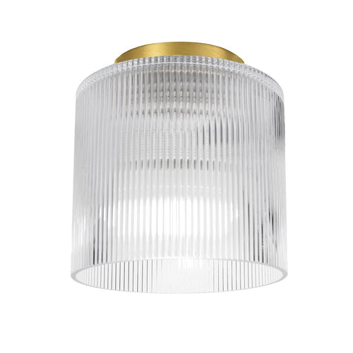 1 Light Flush Mount in Aged Brass w/ Fluted Glass - Dainolite