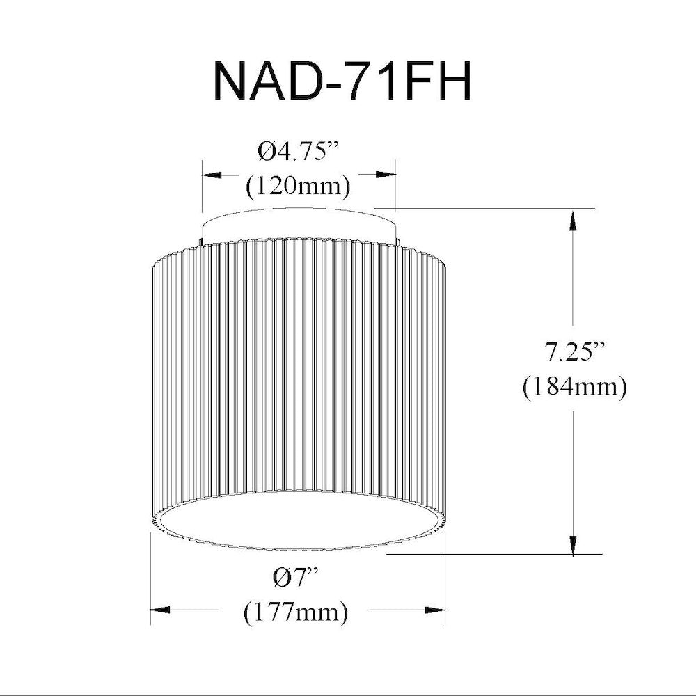 1 Light Flush Mount in Matte Black w/ Fluted Glass - Dainolite