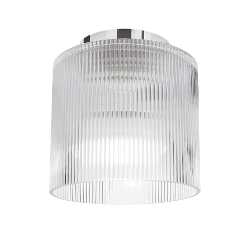 1 Light Flush Mount in Polished Chrome w/ Fluted Glass - Dainolite