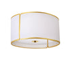 3 Light Notched Drum Flush Mount, Gold White Shade and Diff  (NDR-153FH-GLD-WH) - Dainolite