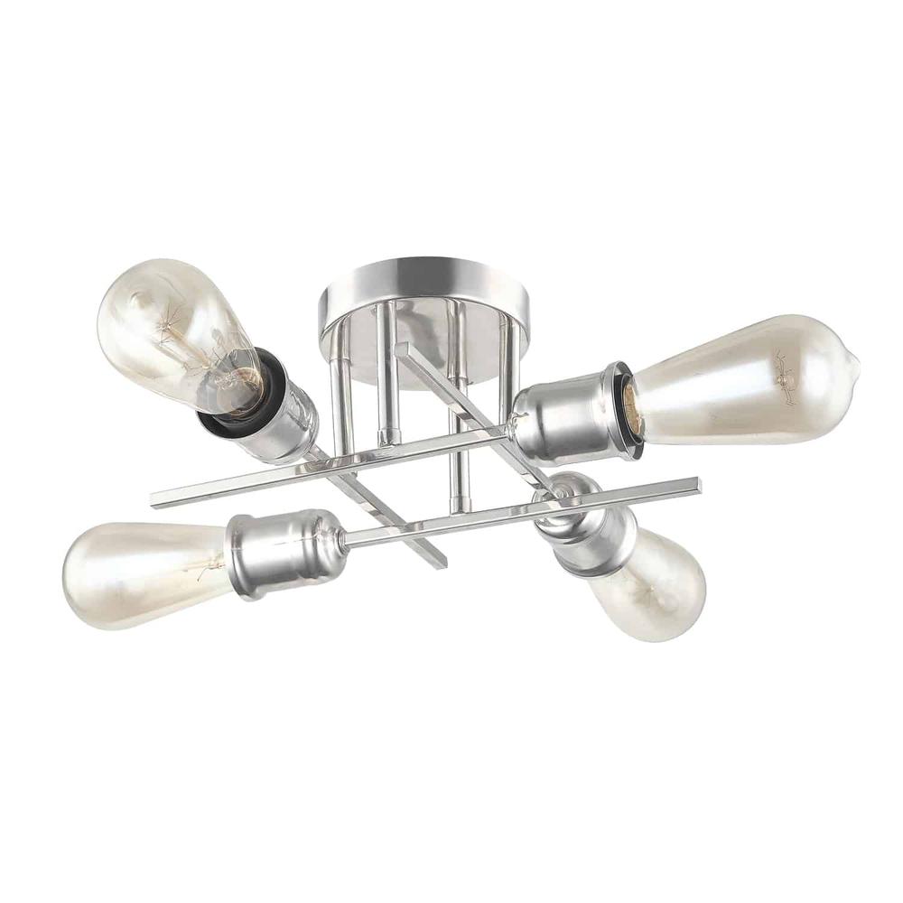 4LT Semi-Flush Mount, Burnished Chrome Finish - Dainolite