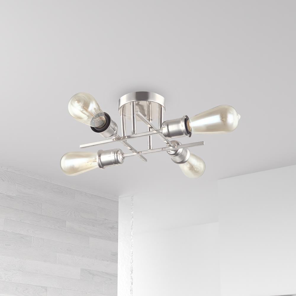 4LT Semi-Flush Mount, Burnished Chrome Finish - Dainolite