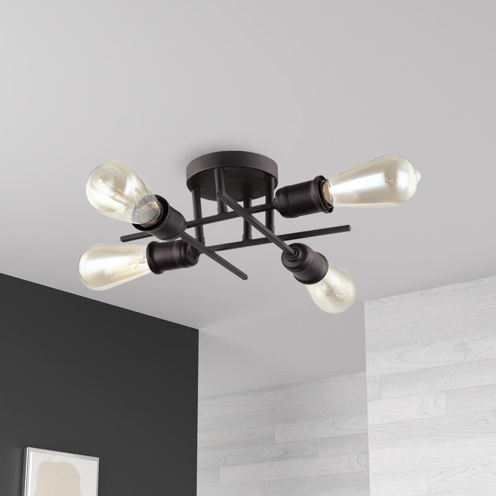 4LT Semi-Flush Mount, Espresso Finish - Dainolite