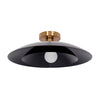 1 Light Semi-Flush Mount in Aged Brass w/ Matte Black Metal Shade - Dainolite
