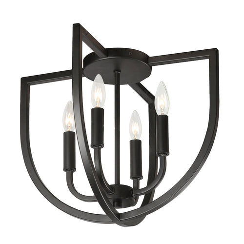 4 Light Flush Mount in Matte Black - Dainolite
