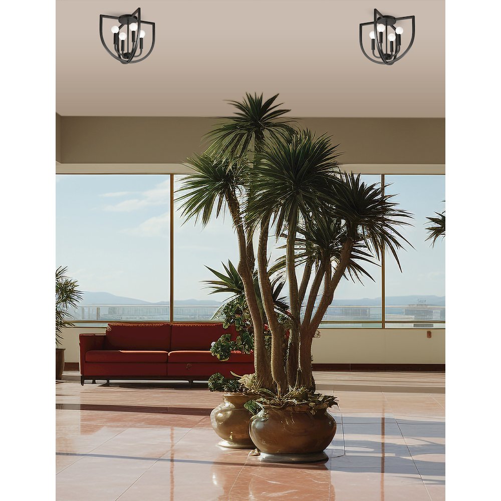 4 Light Flush Mount in Matte Black - Dainolite