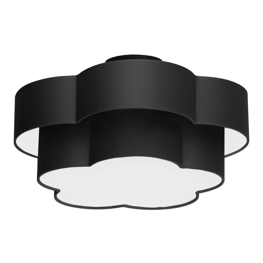 3 Light Incandescent Flush Mount, Matte Black with Black Shade    (PLX-203FH-MB-BK) - Dainolite