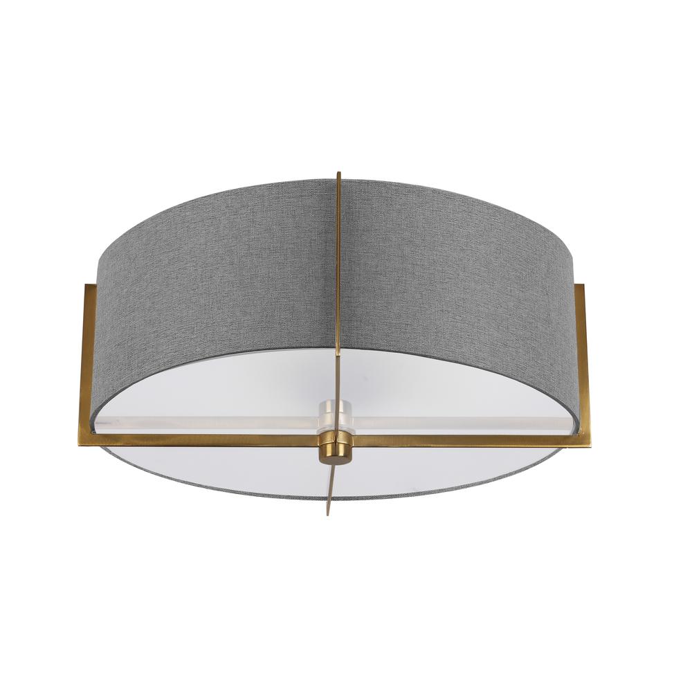 3 Light Incandescent Semi-Flush Mount, Aged Brass with Grey Shad    (PST-153SF-AGB-GRY) - Dainolite