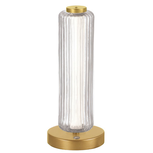 10W Aged Brass Table Lamp w/ Clear Fluted Glass - Dainolite