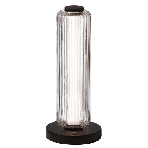10W Matte Black Table Lamp w/ Clear Fluted Glass - Dainolite