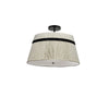 3 Light Semi-Flush Mount in Matte Black w/ Natural String Shade - Dainolite