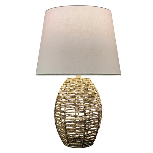 1 Light Table Lamp, Natural w/ Beige Shade - Dainolite