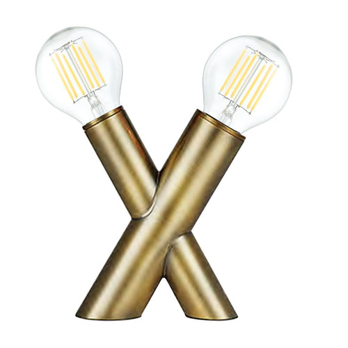 2 Light Table Lamp in Aged Brass - Dainolite