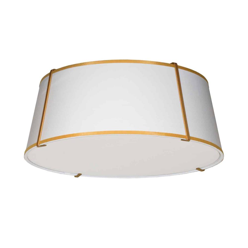 4LT Trapezoid Flush Mount, GLD with WH Shade - Dainolite