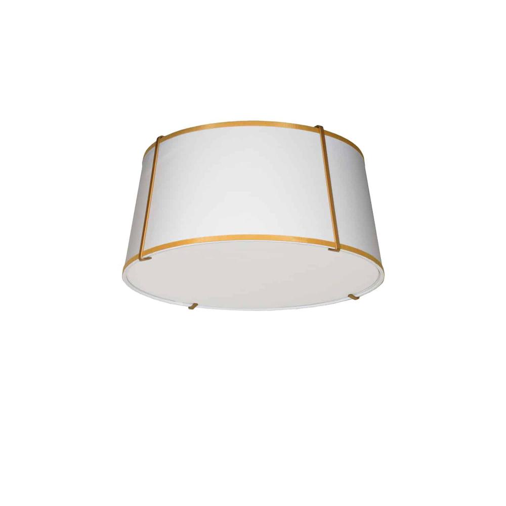 3LT Trapezoid Flush Mount, GLD with WH Shade - Dainolite