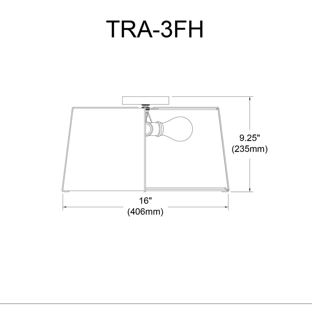 3LT Trapezoid Flush Mount, GLD with WH Shade - Dainolite