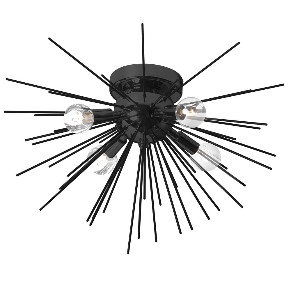 4 Light Incandescent Flush Mount, Matte Black       (VEG-184FH-MB) - Dainolite