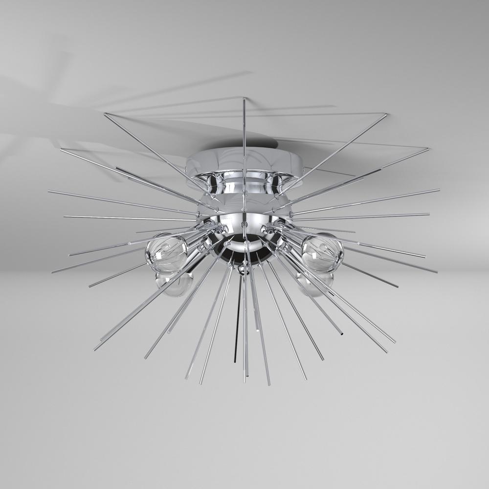 4LT Flush Mount, Silver & Polished Chrome Finish - Dainolite