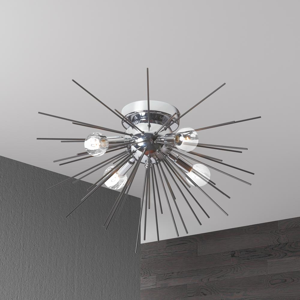 4LT Flush Mount, Silver & Polished Chrome Finish - Dainolite