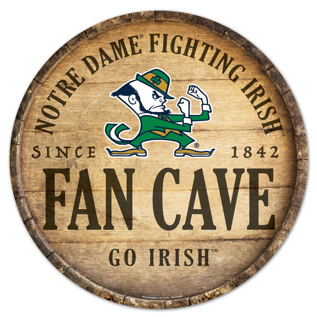 Notre Dame Fighting Irish Sign Wood 14 Inch Round Barrel Top Design - Wincraft