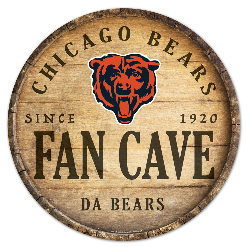 Chicago Bears Sign Wood 14 Inch Round Barrel Top Design - Wincraft