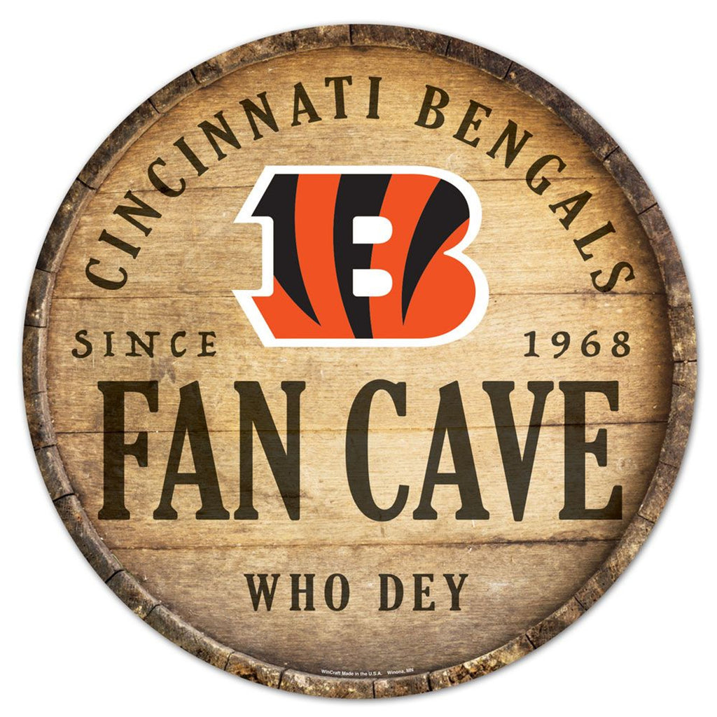 Cincinnati Bengals Sign Wood 14 Inch Round Barrel Top Design - Wincraft