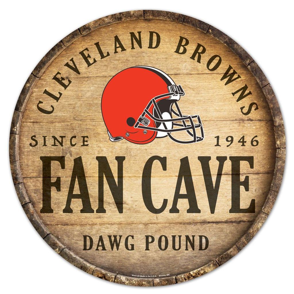 Cleveland Browns Sign Wood 14 Inch Round Barrel Top Design - Wincraft