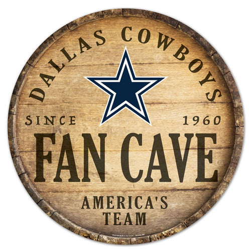 Dallas Cowboys Sign Wood 14 Inch Round Barrel Top Design - WinCraft