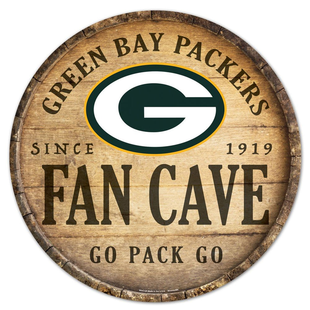 Green Bay Packers Sign Wood 14 Inch Round Barrel Top Design - Wincraft